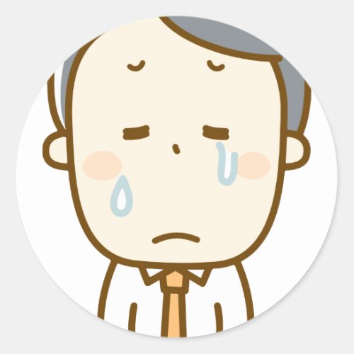 Crying man sad grief apology tears regret classic round sticker