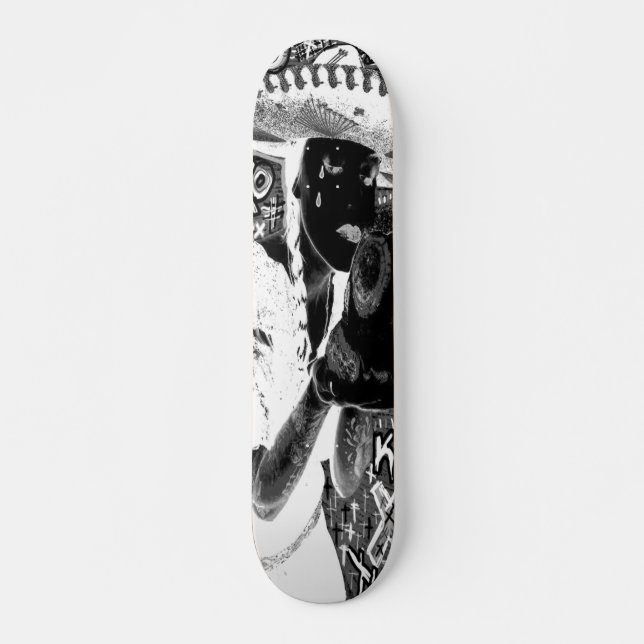 crying mexicana kisses skull skateboard deck (Front)