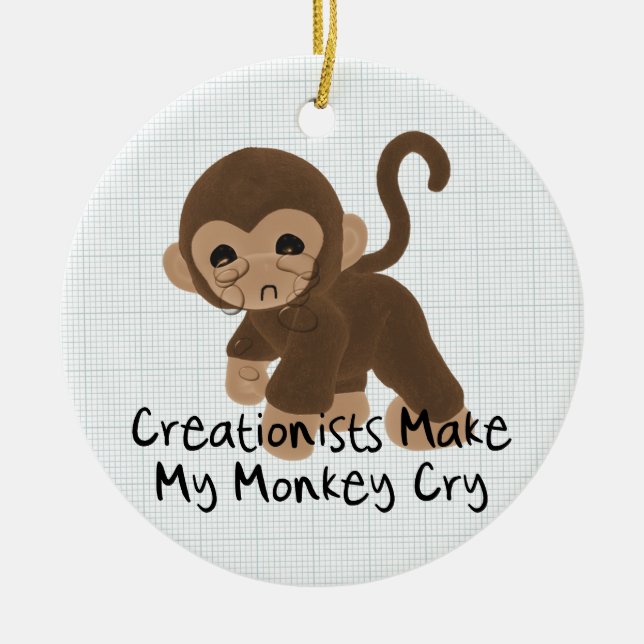 Crying Monkey Ceramic Ornament (Front)