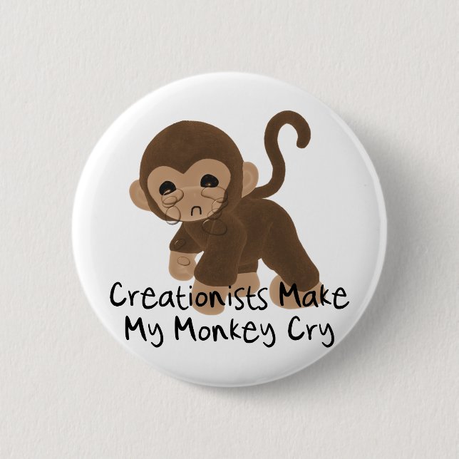 Crying Monkey Pinback Button (Front)