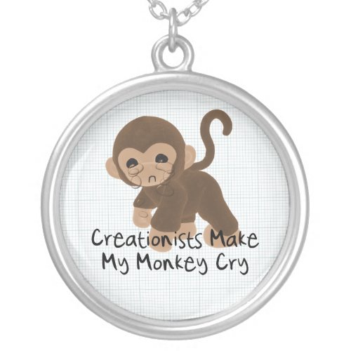 Crying Monkey Silver Plated Necklace