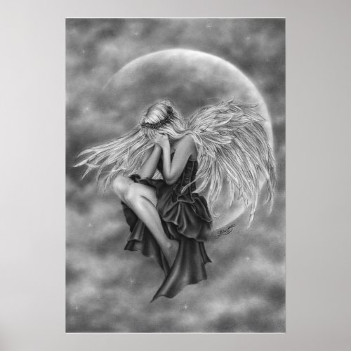 Crying Moon Angel Poster