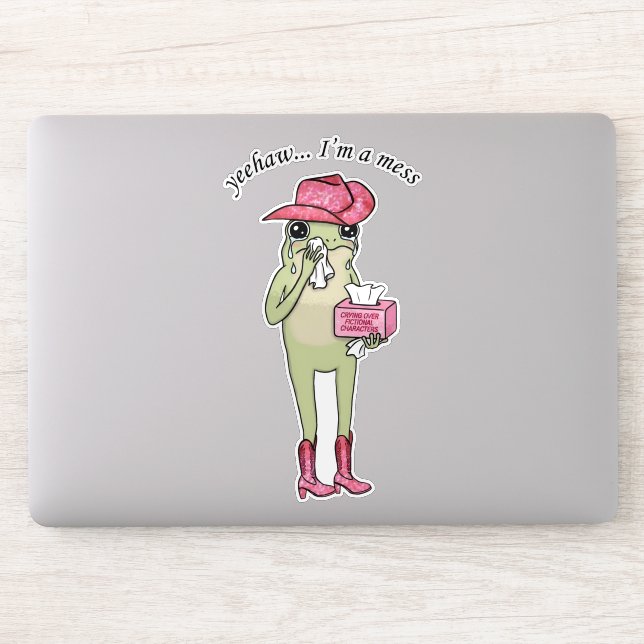 Crying Over Fictional Characters Cute Sad Frog Tis Sticker (Computer)