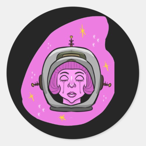 Crying Pink Astronaut  Classic Round Sticker