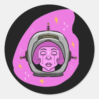 Crying Pink Astronaut Classic Round Sticker