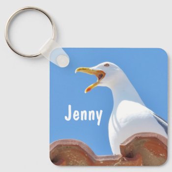 Crying Seagull - Personalized Name Keychain by stdjura at Zazzle