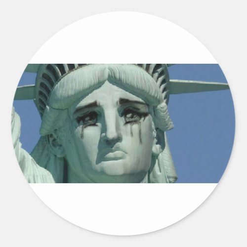 Crying Statue of Liberty Classic Round Sticker