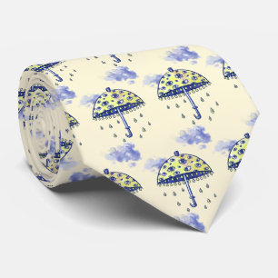 Crying Umbrella with Eyes Hand drawn Neck Tie