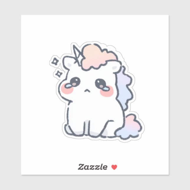 crying unicorn stickers (Sheet)