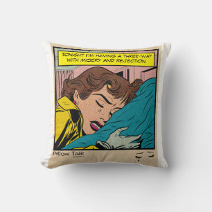 Crying Woman Vintage Retro Romance Comic Book Pane Throw Pillow