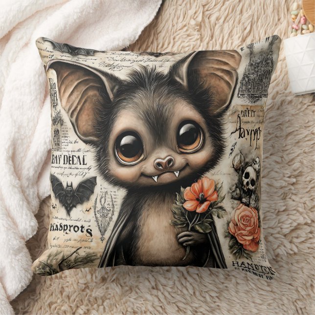 Crypt Charm: The Bloom Beneath the Moon Throw Pillow (Blanket)