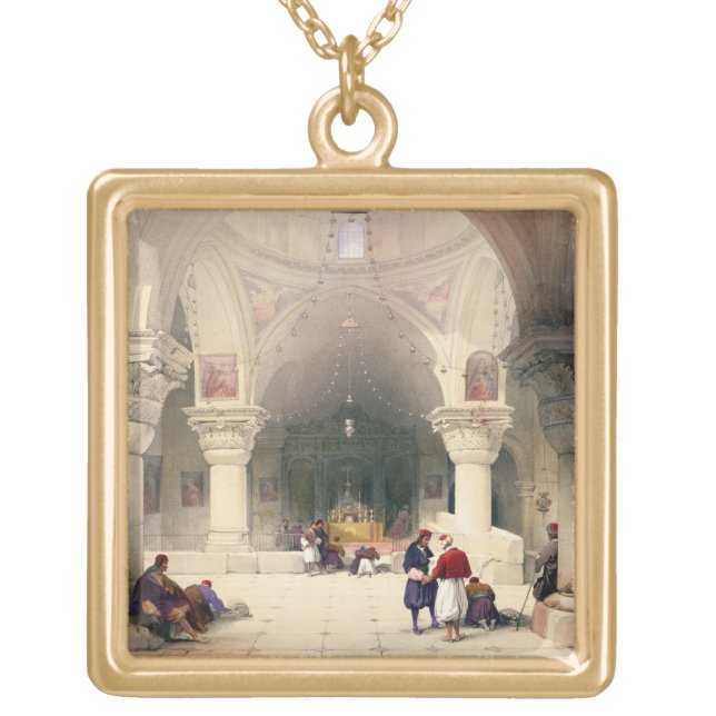 Crypt of the Holy Sepulchre, Jerusalem, plate 20 f Gold Plated Necklace (Front)