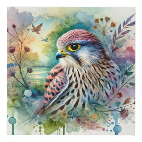 Cryptic Forest Falcon 130624AREF117 _ Watercolor Faux Canvas Print