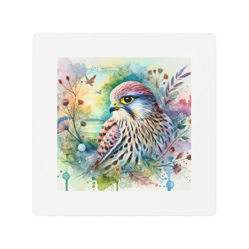 Cryptic Forest Falcon 130624AREF117 _ Watercolor Metal Print