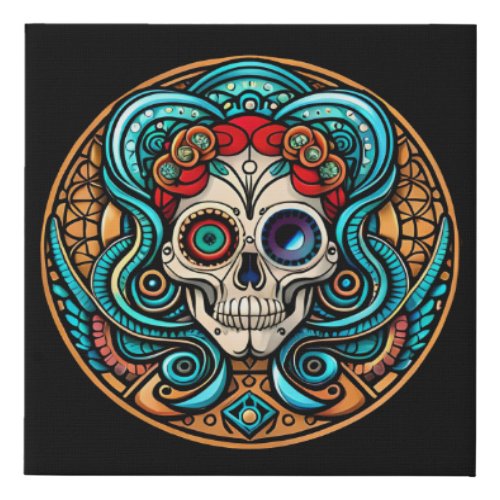 Cryptic Shadows  Unleashed Darkness of the Skull Faux Canvas Print