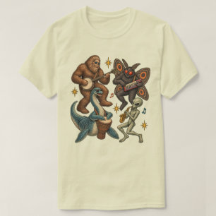 Cryptid Band Bigfoot Loch Ness Monster Mothman  T-Shirt
