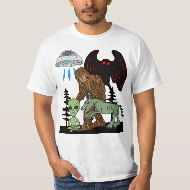Cryptid Big Foot Alien Mothman UFO Chupacabra  T-Shirt (Front)