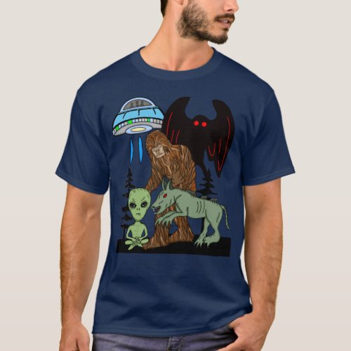 Cryptid Big Foot Alien Mothman UFO Chupacabra  T_Shirt