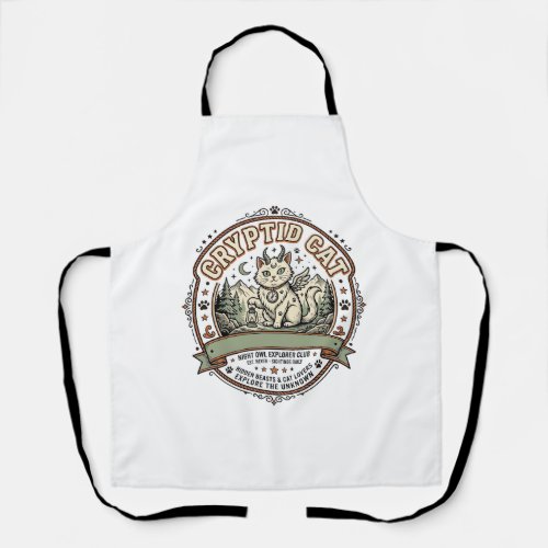 Cryptid Cat Cryptid Cat Vintage Vector Art Shirt D Apron