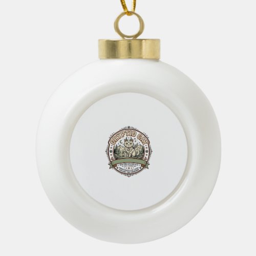 Cryptid Cat Cryptid Cat Vintage Vector Art Shirt D Ceramic Ball Christmas Ornament