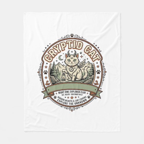 Cryptid Cat Cryptid Cat Vintage Vector Art Shirt D Fleece Blanket