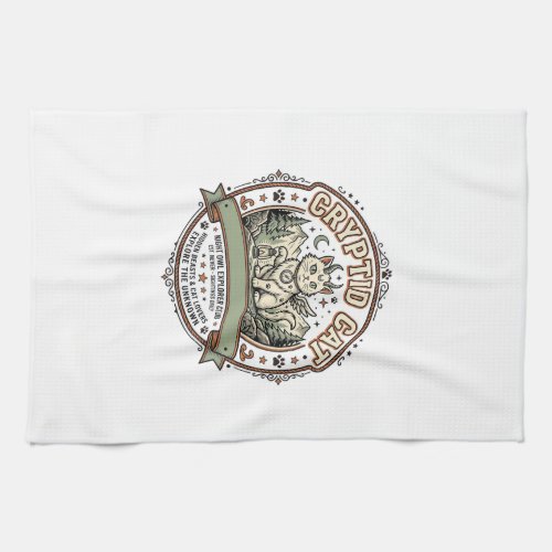 Cryptid Cat Cryptid Cat Vintage Vector Art Shirt D Kitchen Towel