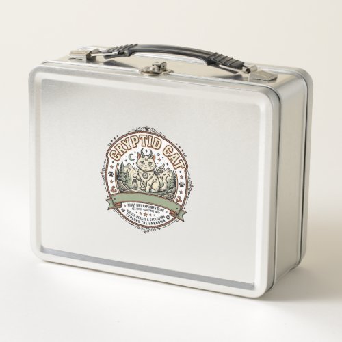 Cryptid Cat Cryptid Cat Vintage Vector Art Shirt D Metal Lunch Box