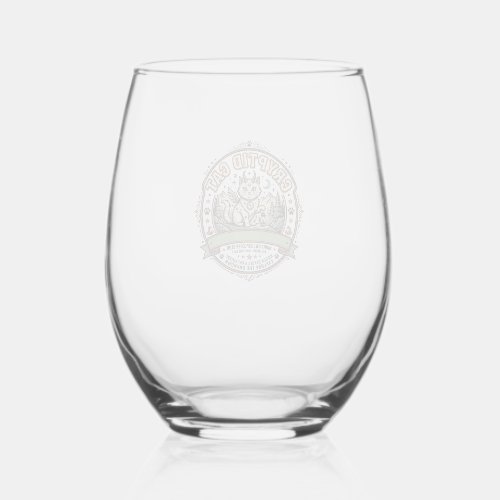 Cryptid Cat Cryptid Cat Vintage Vector Art Shirt D Stemless Wine Glass