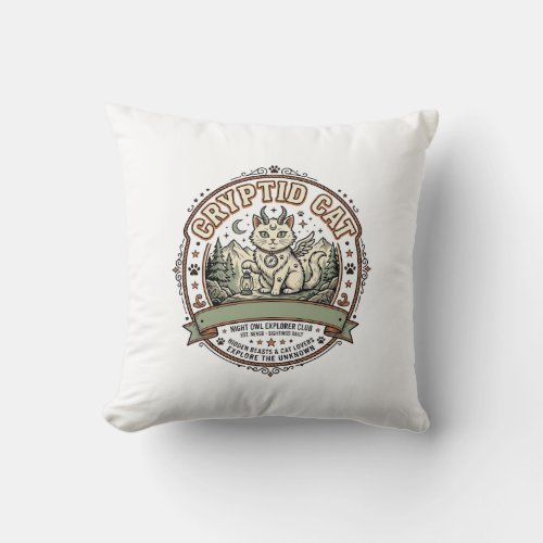 Cryptid Cat Cryptid Cat Vintage Vector Art Shirt D Throw Pillow