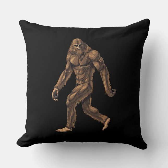Cryptid Creature Bigfoot Throw Pillow (Front)