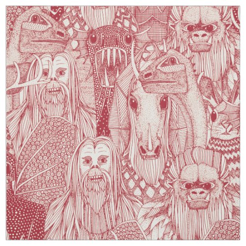 cryptid crowd red pearl fabric