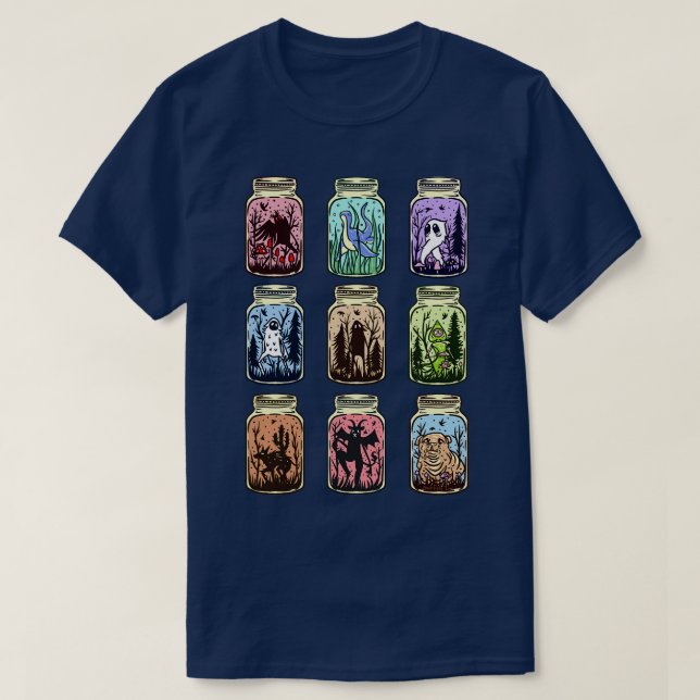 Cryptid Jar Collection Mothman Flatwoods Monster E T-Shirt (Design Front)