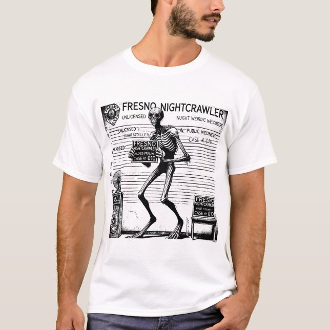 Cryptid Mugshots - The Fresno Nightcrawler T-Shirt (Front)