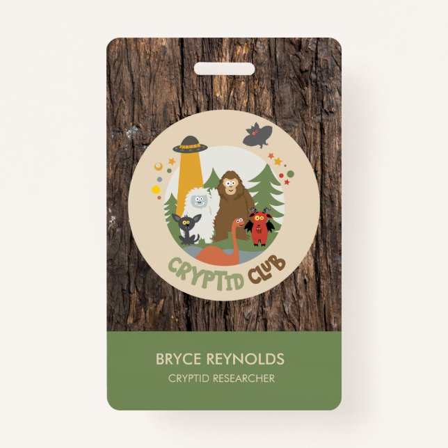 Cryptid Researcher Party Badge (Front)