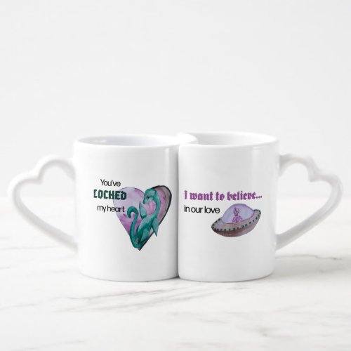 Cryptid Valentines _ Nessie and Alien Coffee Mug Set