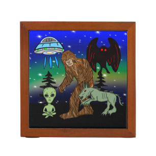 Cryptids, Bigfoot, Sasquatch, Mothman, Alien, UFO Desk Organizer