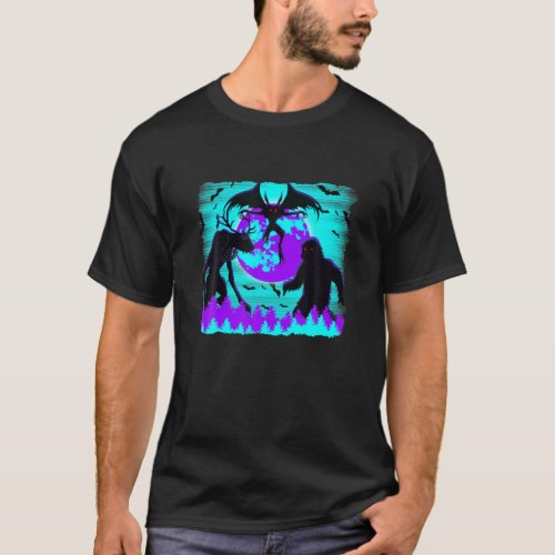 Cryptids Of America _ Wendigo Goatman And Mothman T_Shirt