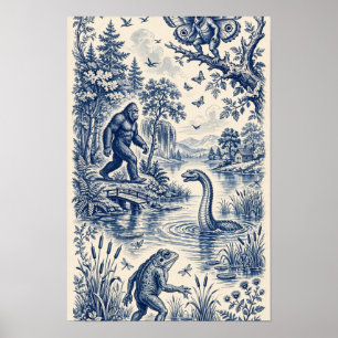 Cryptids of North America — Toile Pattern Poster