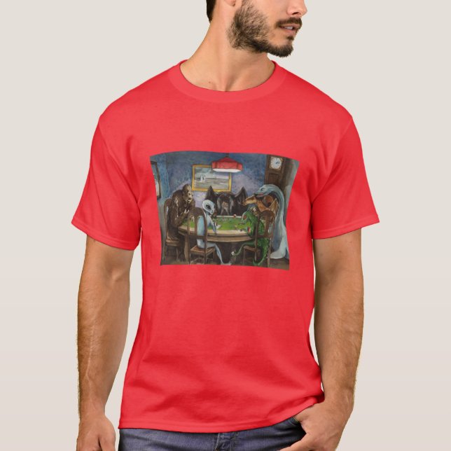 Cryptids playing poker boy T-Shirt (Front)