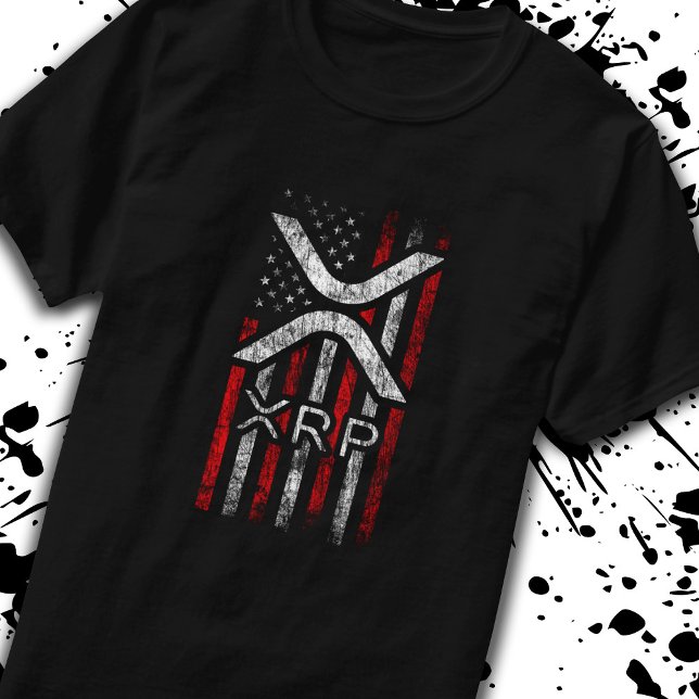 Crypto American Flag XRP Cryptocurrency Meme T-Shirt (Creator Uploaded)
