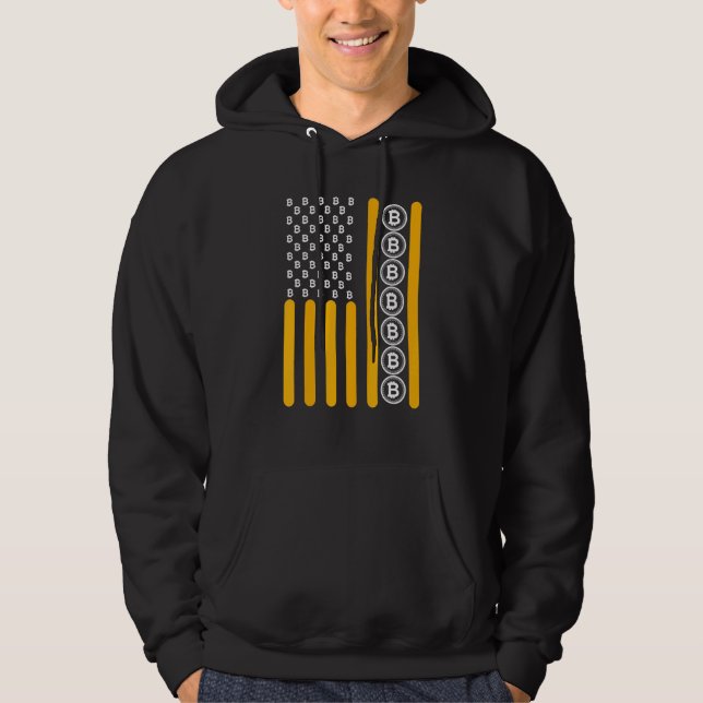 Crypto Bitcoin Cryptocurrency Blockchain Hodl Flag Hoodie (Front)