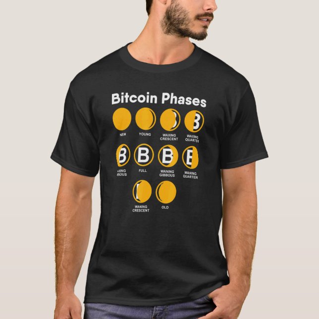 Crypto Bitcoin Cryptocurrency Moon Phases Meme Dad T-Shirt (Front)
