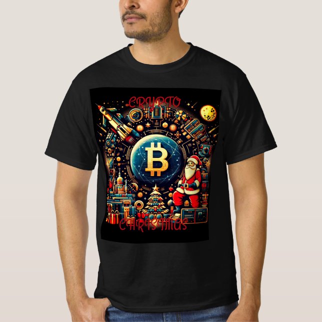 Crypto Christmas Tech Santa T-Shirt (Front)
