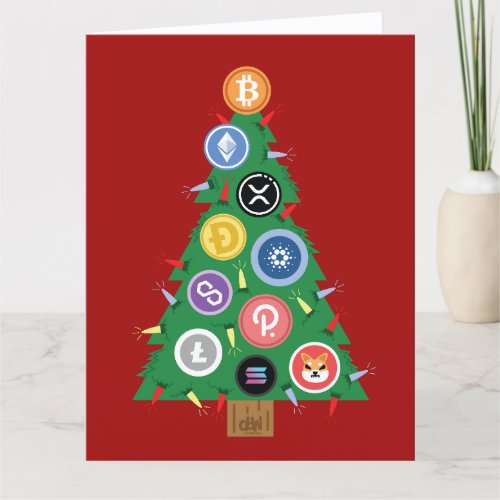 Crypto Christmas Tree Cryptocurrency Ornament Card