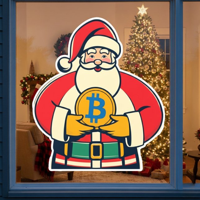 Crypto Claus Holiday Window Cling  (Crypto Claus Holiday Window Cling)