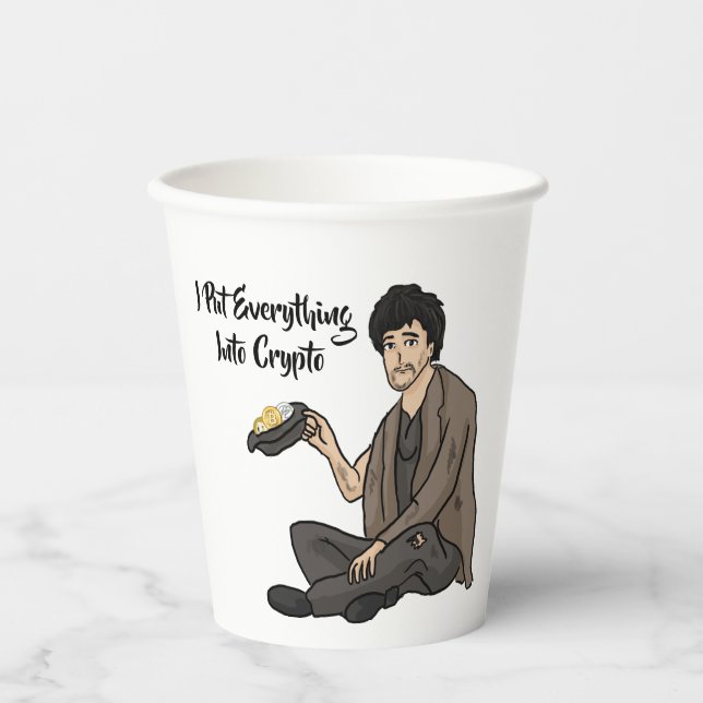 Crypto Currency Cautionary Tale Paper Cups (Front)