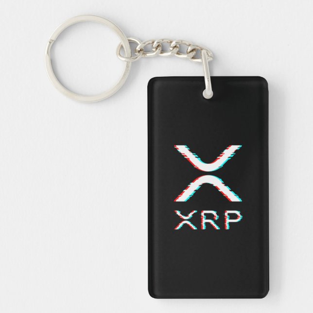 Crypto Currency XRP Glitch Cryptocurrency Meme Keychain (Front)
