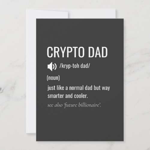 Crypto Dad Definition Bitcoin HODL Fathers Day Holiday Card