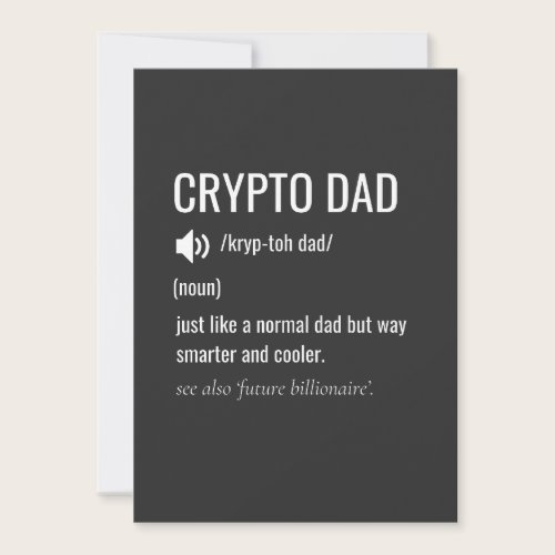 Crypto Dad Definition Bitcoin HODL Father's Day Holiday Card