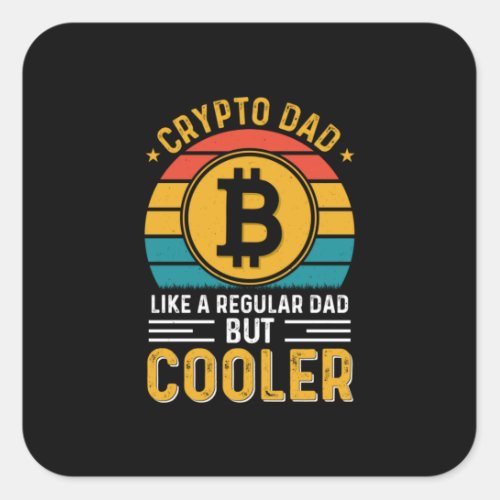 Crypto Dad Retro Sunset Square Sticker